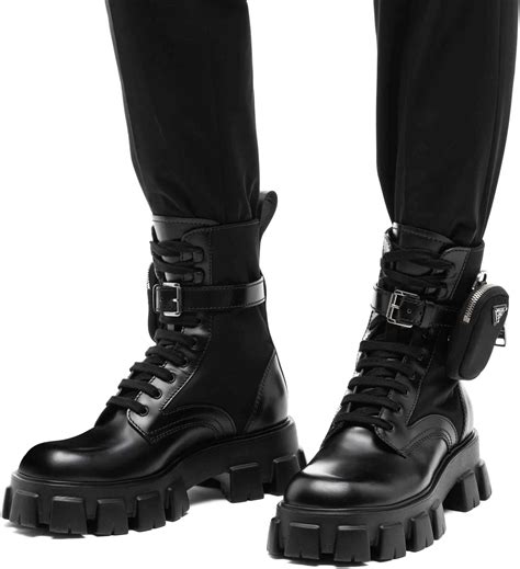 prada leather boots|Prada ankle pouch combat boots.